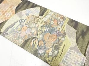 地紙に御所車・花車・古典柄織り出し　袋帯